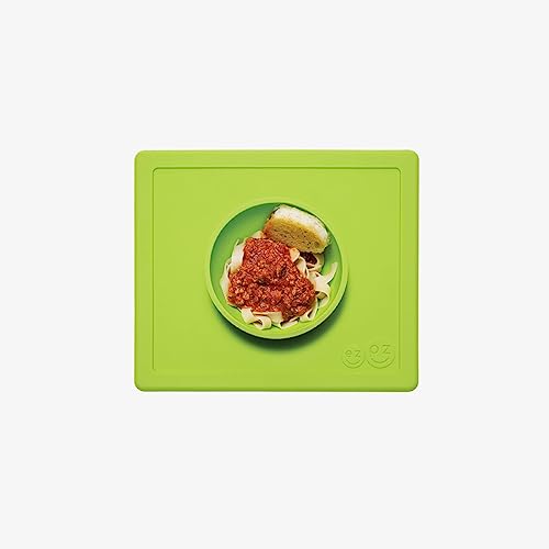 Image of ezpz Happy Bowl - 100% Food Grade Silicone Suction Bowl with Built-in Placemat for Toddlers + Preschoolers Promotes Baby Self-Feeding, Non-Slip, BPA Toxic Free, Microwave Safe - 24months+ (Lime)