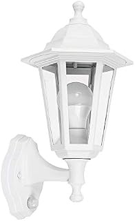 MiniSun Traditional Victorian Style Matt White Outdoor Garden Security IP44 Rated Wall Light Lantern - Featuring an Integrated PIR Motion Detector Sensor - Complete with 1 x 6w LED ES E27 Bulb