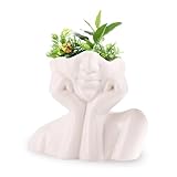 Ceramic Face Vase Female White Decorative Flower Vase Modern Style Decor for Living Room Bookshelf Diningroom Home