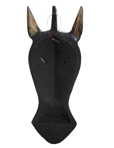 20" Pair of Giraffe and Zebra Hand Carved Tribal Head Masks - Image 3