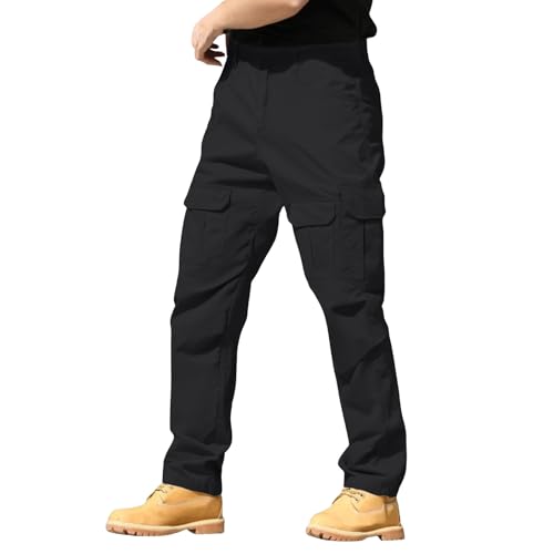 Pantaloni lunghi da uomo, con tasche lunghe, in tinta unita,