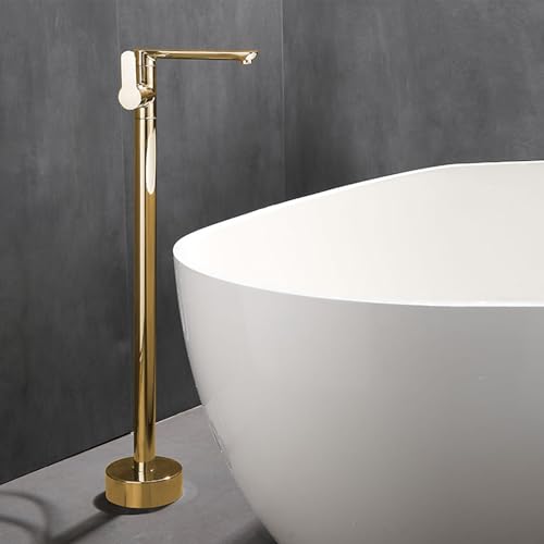 HXYhydrypd Robinets de Baignoire Autoportants à Poignée Unique, Rotation à 360°, Robinet de Baignoire sur Pied à Haut Débit pour Salle de Bain(Gold)