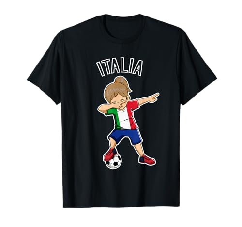 Dabbing Fußball Mädchen mit Italien Trikot Kinder Italia T-Shirt