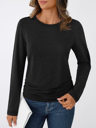 AUTOMET Womens Long Sleeve Shirts Business Casual Tops Ruched Fall Trendy Tshirt 20252