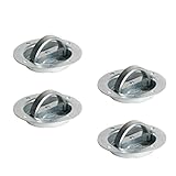 4 Heavy Duty D-Ring Tie-Down Anchor | Extra Large Rotating Recessed-Pan Fitting with D-Ring, Swivels...