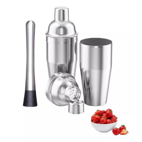 Coqueteleira 750ml + Socador Inox Barman Drinks Caipirinha Bar