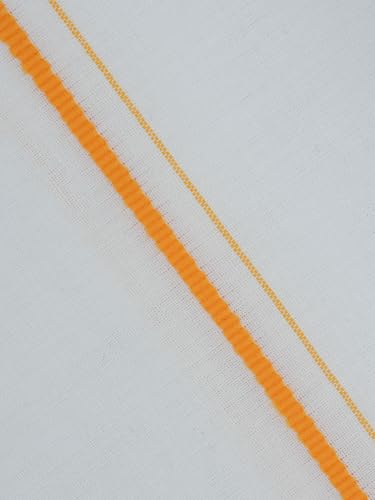 Image of RAMRAJ COTTON Men's Pure White Cotton Dhoti with Assorted Small Border | Single Layer | Pack of 3 | Ethnic Wear Veshti|Lungi| Size 2M | Machine Washable