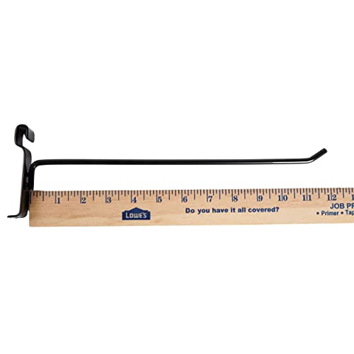 12 Inch Black Peg Hook For Wire Grid - Pack Of 50 - For Use With 3” On Center Wire Grid And Slat Grid Panels - Metal Display Hooks For Gridwall - Great For Retail, Convenience, And Thrift Stores #TOP7