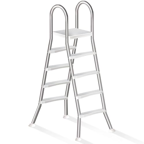 Errzom Escalera de 4 Peldaños para Piscinas Elevadas de 135 cm, Escalera de Acero Inoxidable para Piscinas Elevadas con Superficie Antideslizante, Capacidad 250 kg,135cm