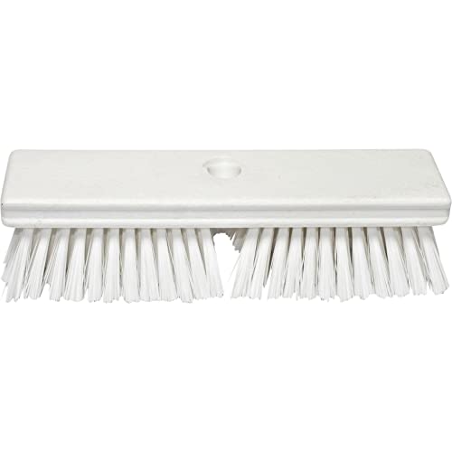 SPARTA Plastic Floor Scrub Brush, Brush Head Only, Deck Brush with ACME Standard Thread Fitting for Deck, Industrial Kitchens, and Hospitals, 10 Inches, White, (Pack of 6)