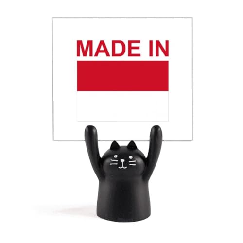 Support pour mémo avec pince note motif chat noir indsia