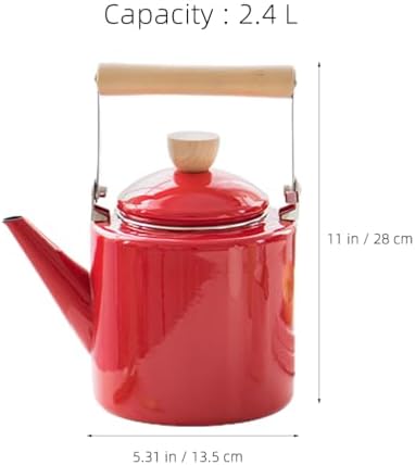 Enamel Kettle 2.4L - Chinese Teapot & Coffee Maker, Enameled Stovetop Hot Water Boiler, Ideal Camping Cookware & Beverage Dispenser for Tea & Coffee Lovers