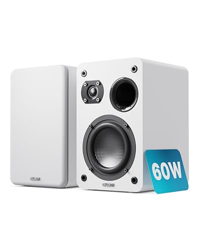 MAJORITY D70X Lautsprecher Boxen | 2 x 30W Regallautsprecher Passiv | HiFi Lautsprecher Doppeltreibern Lautsprechermembranen aus Kohlefaser | DJ Boxen 6Ω Impedanz & 40HZ-20KHZ Frequenzgang (Weiß)