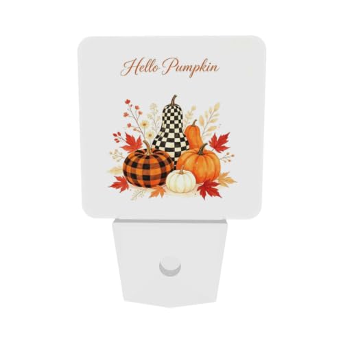 Image of Thanksgiving Pumpkin Basket LED Plug-in Night Lamp 2 Piece Set for Bedroom