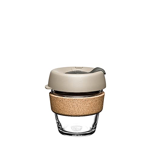 KeepCup Tasse à café réutilisable en verre trempé | Tasse de voyage avec couvercle résistant aux éclaboussures, bande en liège, légère, sans BPA | Taille XS | 177 ml | Filtre Cover
