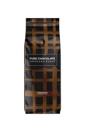 YOCOMO Pure Chocolate Espresso Roast (1kg) | Siebträgermaschinen, Kaffeevollautomaten & Espressokocher | Arabica Robusta | Wenig Säure | schokoladig, nussig | Säurearm | Ganze Bohne