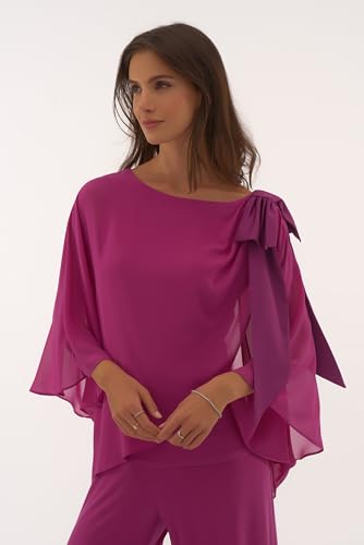 Women's Signature Chiffon and Silky Knit Poncho Top2