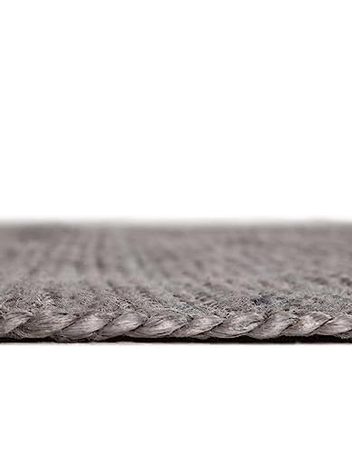 Image of Unique Loom Braided Jute Collection Area Rug - Dhaka (1' 2 inch x 10' Table Runner, Gray)