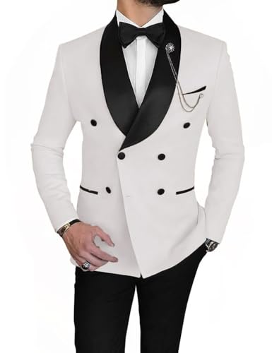 Generic Men's Blazer Casual Suit Slim Fit Sport Coats Double Breasted Business Suit Blazer Shawl Lapel Jacket(1 Jacket)