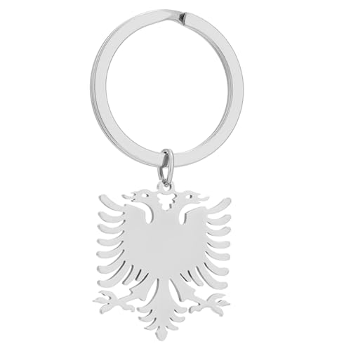 Porte-clés avec pendentif | Élégant porte-clés albanais doré / argenté - Accessoire ethnique unique pour homme et femme, Argenté., Pendant 2.9*2.5cm