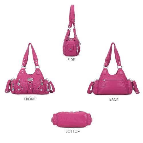 Image of Angel Kiss Purses for Women Small Hobo Shoulder Bags Vagen Leather Multi-Pocket Tote Bag with Zipper