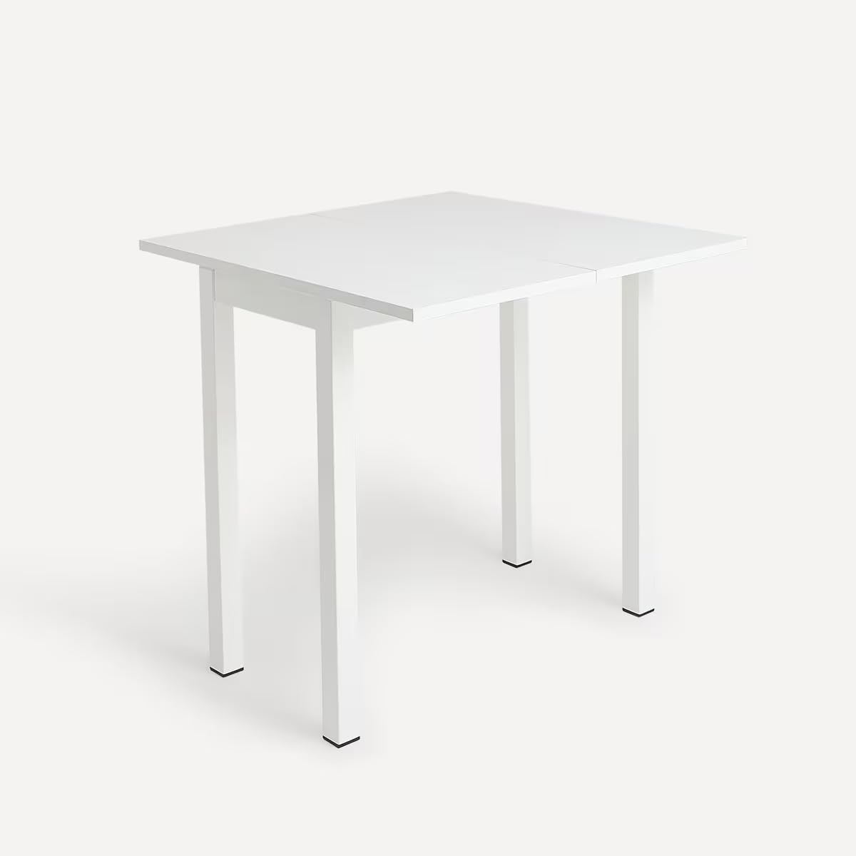 DUPI Mesa Cocina Extensible Agora | Apertura Tipo Libro | 40/80x80x76 cm | Tablero MDF 18 mm | Patas Metálicas Cuadradas | Blanco