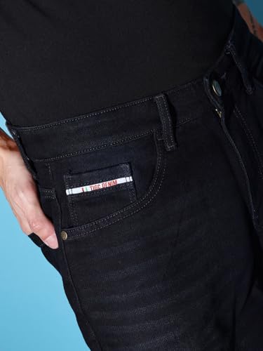 Image of The Indian Garage Co Men Baggy Solid Mid-Rise Stretchable Jeans