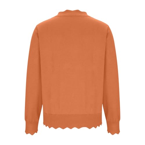 Women's Cardigan Sweater V Neck Lightweight Button Front Knit Tops Orange - image 5