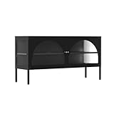 Pieds réglables Meuble TV Moderne 2 Portes L115 cm en métal Noir