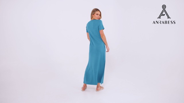 women's casual loose split wrinkle free maxi dress Coolmee Women's Year Round Casual Round Neck Loose Split Wrinkle Free Vacation Maxi Dress Light Brown S : Target