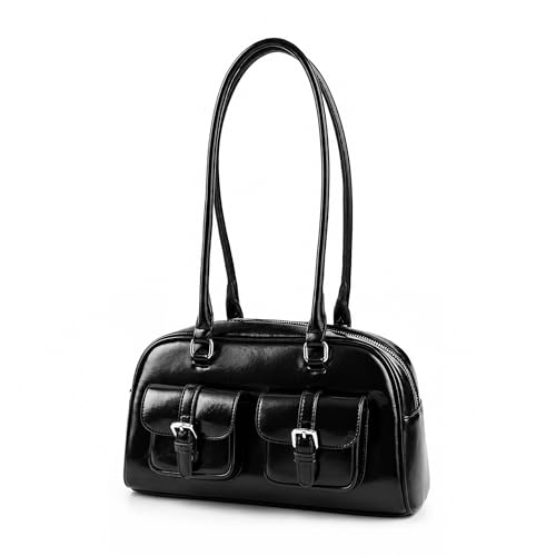 Bolso de hombro de cuero sintético para mujer miniatura 1