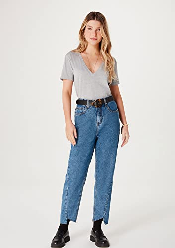 Blusa Básica Feminina Em Algodão Com Decote V