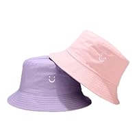 O-Kinee Sonnenhut Kinder,Anglerhut mit Lächeln Mädchen,Fischerhut Faltbar,Sommerhut Outdoor für Mädchen und Jungen,Doppelseitiger Bucket Hat für Kinder von 2–8 Jahren,Rosa und Lila