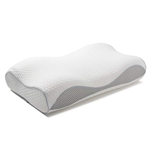 Coolux Memory Foam Pillow - Contour Sleeping Pillows Support for Neck Pain, Cervical Bed Pillow for Back, Stomach, Side Sleepers, Includes Machine Washable Pillowcase (Cloud Memory Foam, Super Soft)