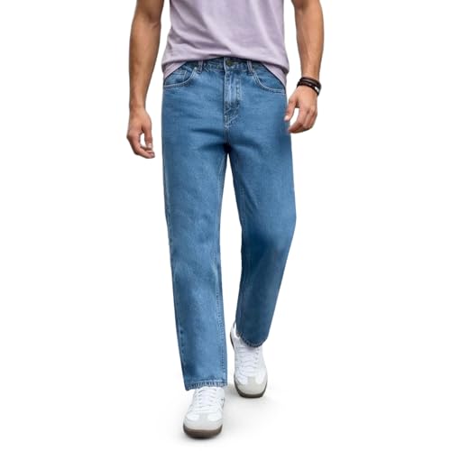 Image of Urbano Fashion Men's Relaxed Fit Washed Denim Jeans Non-Stretchable