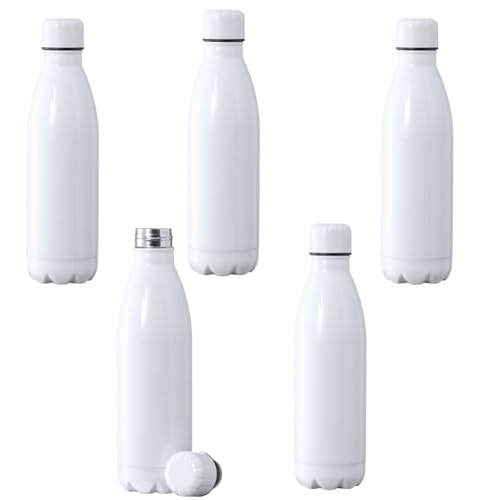 Pack 5 botellas térmicas para sublimación, 500 ml, acero inoxidable