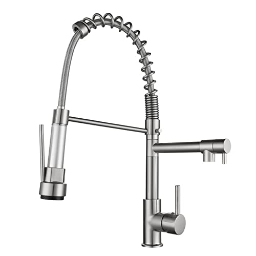 Robinet de cuisine avec douchette extractible mitigeur eau chaude et froide en laiton