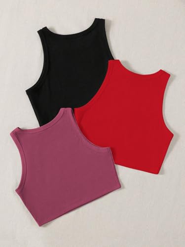 Image of Tops for Women Crop Top for Women's Tank Activewear Tee Sports Western Casual Cotton Camisole Pack of 3 Combo