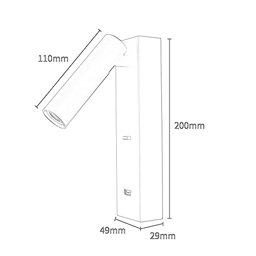 Aplique de pared LED moderna con USB e interruptor para luz de cabecera de dormitorio 5