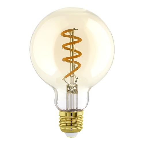 Eglo Dimmable E27 LED globe, amber vintage spiral filament light bulb