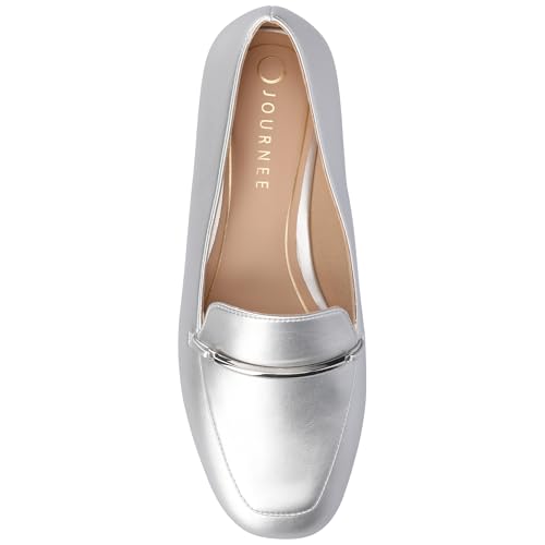 Image of Journee Womens Loafer Flat Notched Topline Square Toe Slip-On Block Heel - Wrenn Casual Dress Shoe