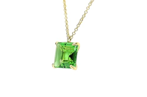 Pendentif en tourmaline verte et or 14 carats de style princesse