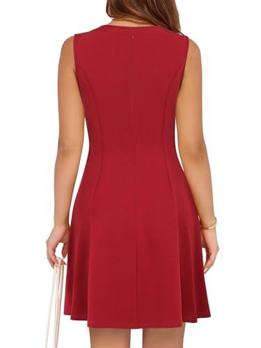 Image of YIOYOLA Womens Elegant Classy A-Line V Neck Mini Business Casual Work Dresses Party Cocktail Short Dress with Pockets