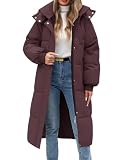 VXVGER Women Long Puffer Coat Winter Warm Hooded Jacket Long Sleeve Parka Full Length Down Coats With Zip