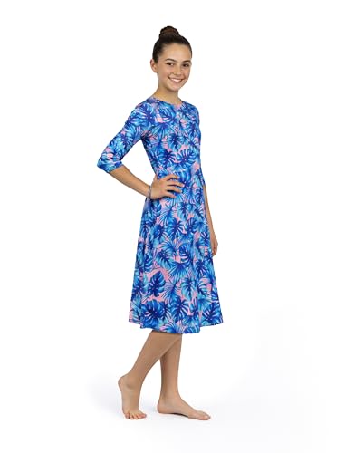 Image of Shira Modest Girls Swim Dress | 3 /4 Sleeve Swimdress, Full Coverage Bathing Suit | Tznius UPF 50+ Quick-Dry