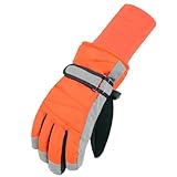 MAGARROW Kids Winter Warm Gloves Windproof Water-Resistant Snow Boys Girls Sport Gloves (Orange, 8-10 Years)