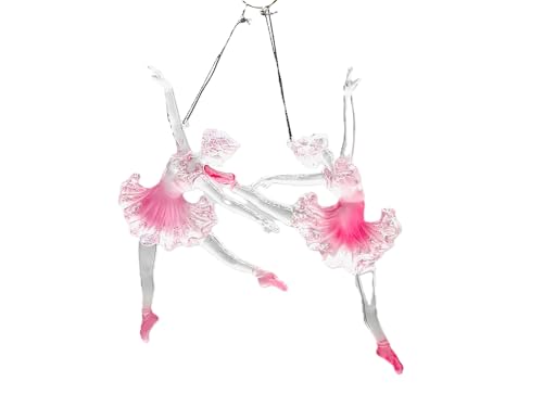 Kurt Adler 6.5" Acrylic Pink Ballerina Ornament, Set of 2