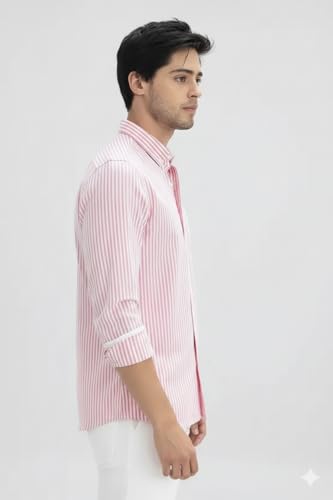 Image of Men's Cotton Casual Printed Striped Stylish Shirt for Men