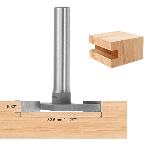 Uxcell 1/4" Shank T Slot Router Bit 5/32" Cutting Depth With 1/2" To 1/4" Planer Collet Adapter, 2 Flute Carbide Tipped Wood Milling Cutter #TOP1