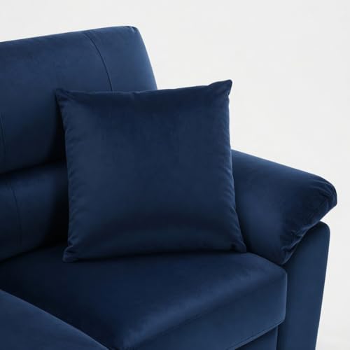 Image of Anderson 6 Seater Fabric Sofa Set (3+2+1) with Storage Ottoman Blue, Premium Velvet Finish Upholstery, Solid Wood Frame, High Density Foam Cushions, Modern Living Room Furniture